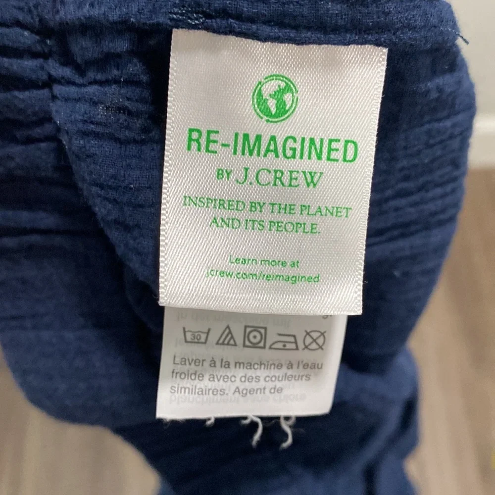 J Crew Drapey crinkle-cotton beach pant in navy J1905‎ - Picture 6 of 11